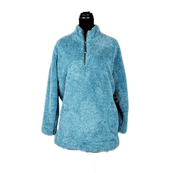 Soft Surroundings Womens Teal Soft & Plush 1/4 Zip Pullover Size Medium - Picture 2 of 7